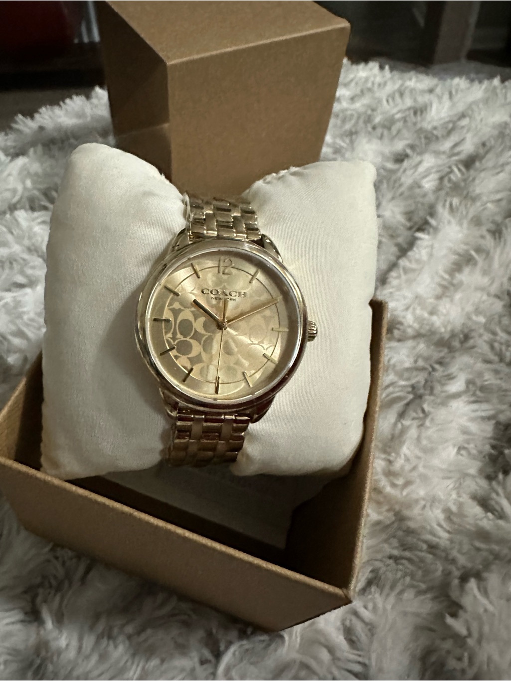 Coach GoldTone Womens Bracelet Watch With Signature Dial